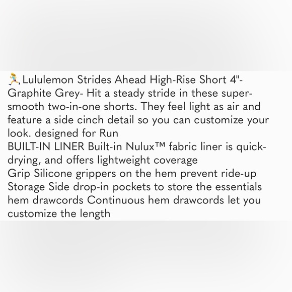 Lululemon Strides Ahead High-Rise Short 4"- Grey - Picture 6 of 6